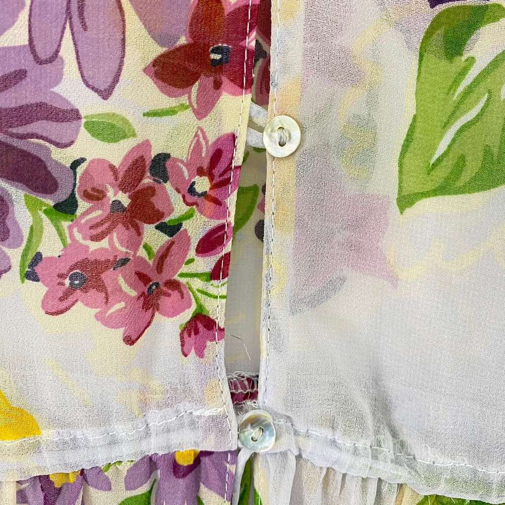 ZARA TRF Collection Chiffon Dress Floral Print Long Sleeve Button Front Sz XS - Picture 6 of 7